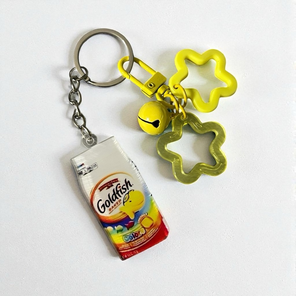 Goldfish Keychain with Yellow Star Charms